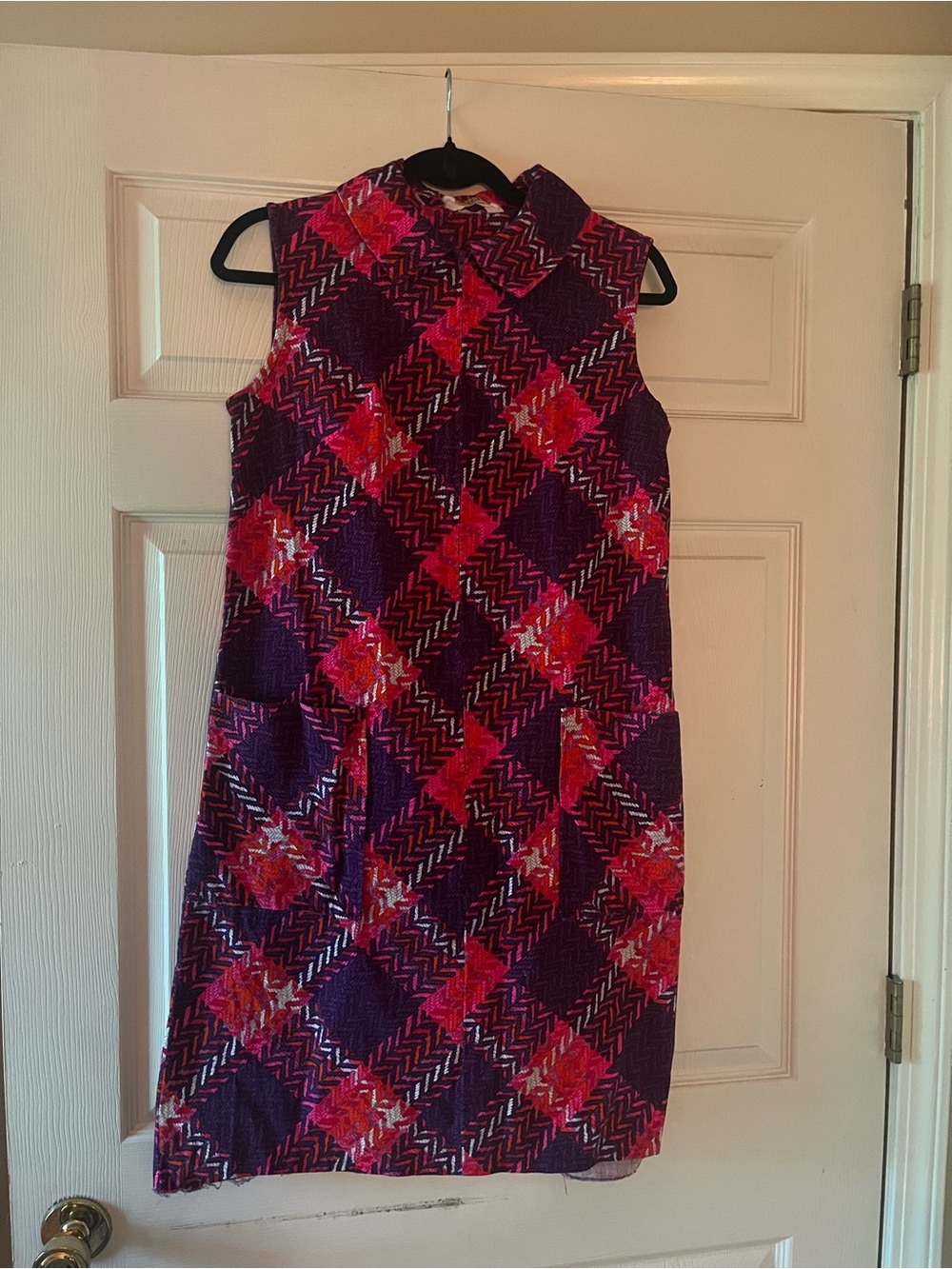 Vintage Miss Elaine Purple and Red Plaid Midi Dress